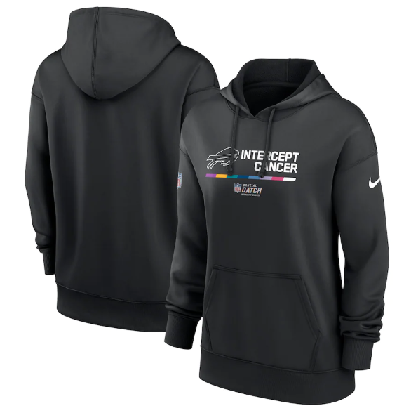 Women's Buffalo Bills 2022 Black NFL Crucial Catch Therma Performance Pullover Hoodie(Run Small)